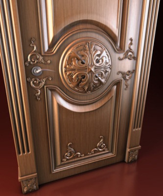 Деревянная входная дверь с дизайном
